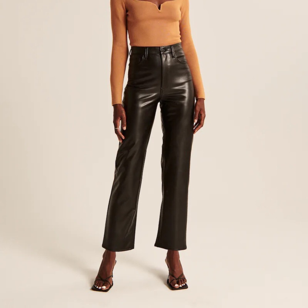 Abercrombie & Fitch - Ankle straight/Ultra High Rise Black Vegan Leather pants.